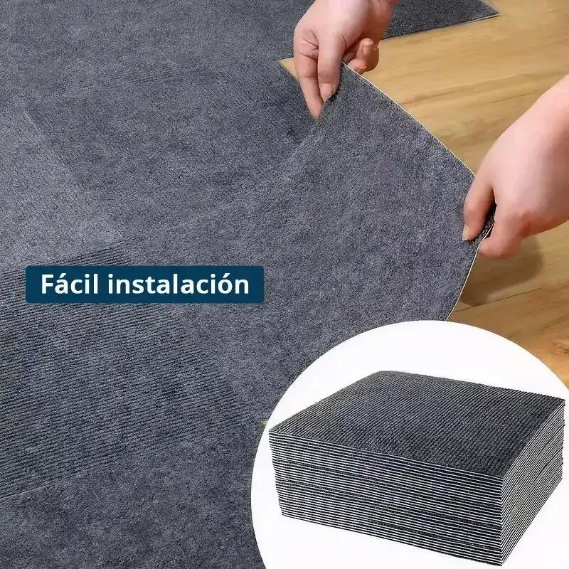 Muestra Moqueta Adhesiva Gris 50x50 cm para yoga, pilates 4/5