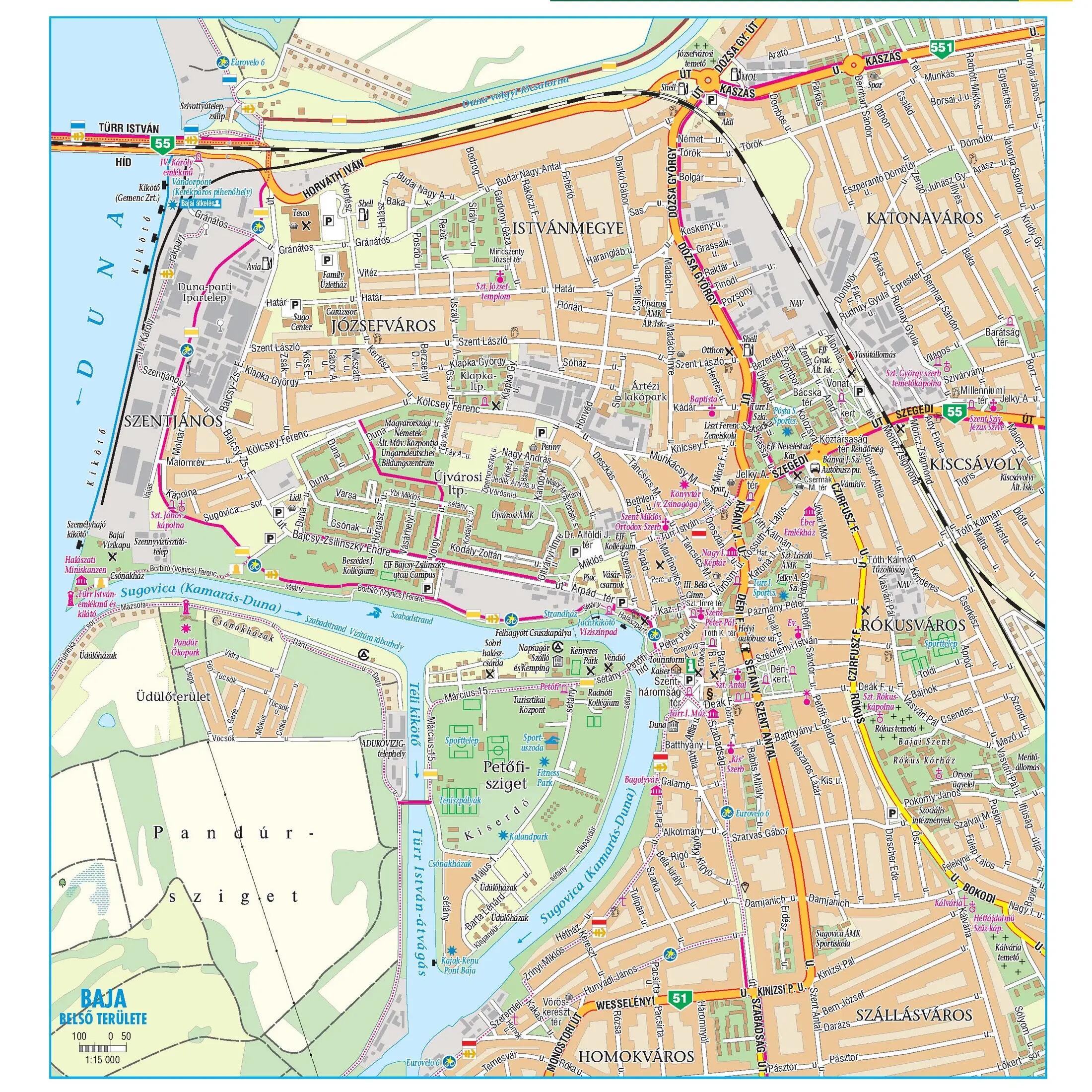 Gemenc / Duna (Szekszárd-Baja) turista-, kerékpáros- és vízisport térkép 6/7