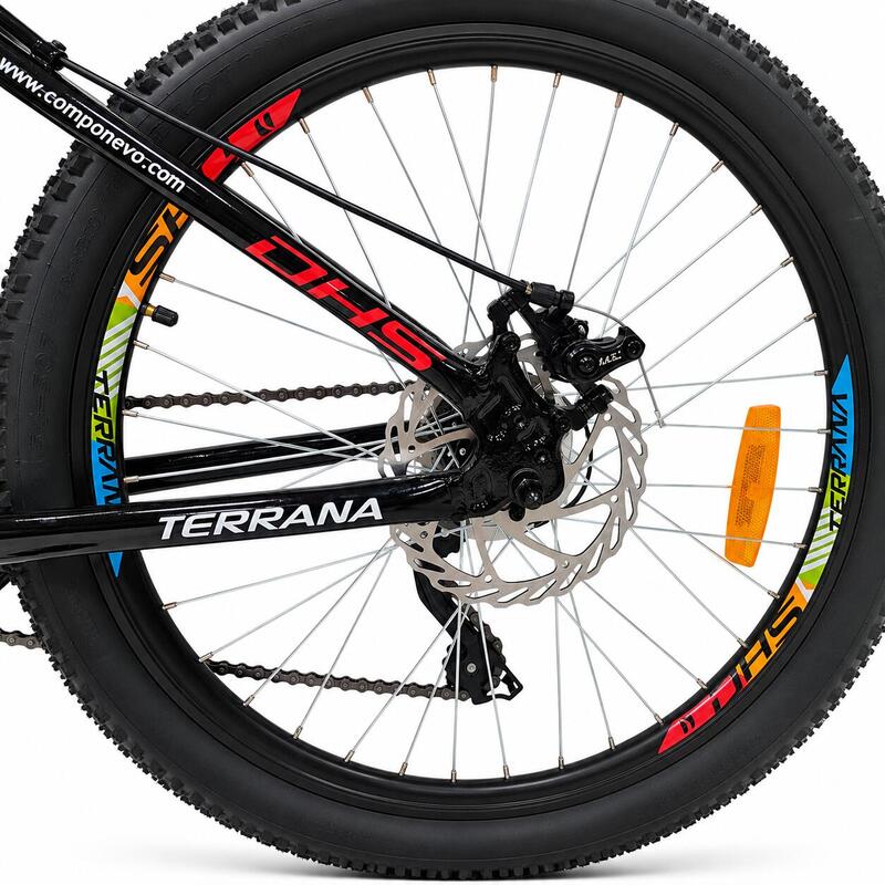 Bicicleta Copii Dhs Terrana 2423B, model 2026 - 24 Inch, Rosu-Negru