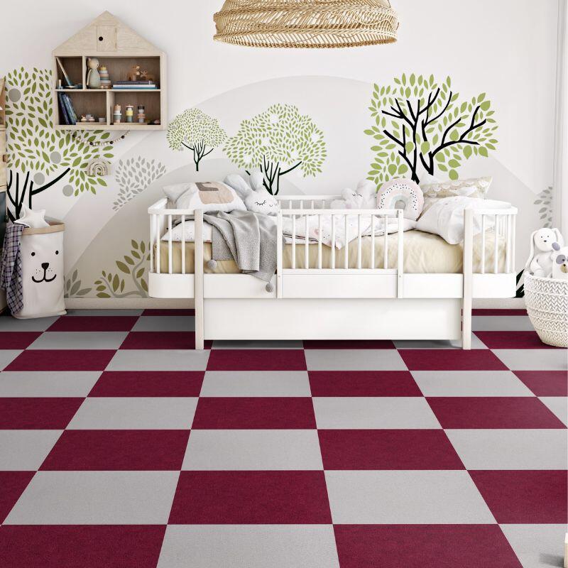 Alfombra Moqueta en loseta Báltica Roja 50x50 cm para yoga, pilates 5/7