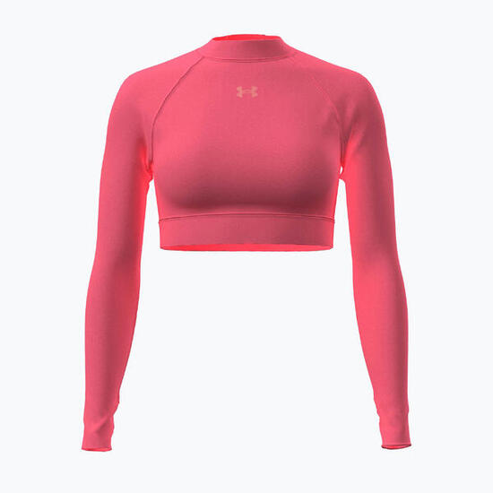 Dames Under Armour HeatGear Crop Mock trainingsshirt met lange mouwen