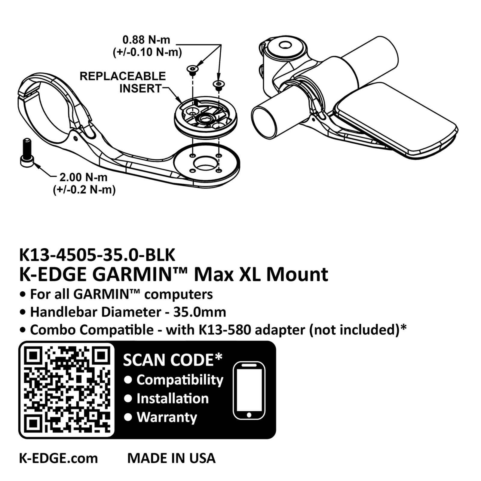 Supporto K-EDGE GARMIN MAX XL 35,0 mm - nero 3/3