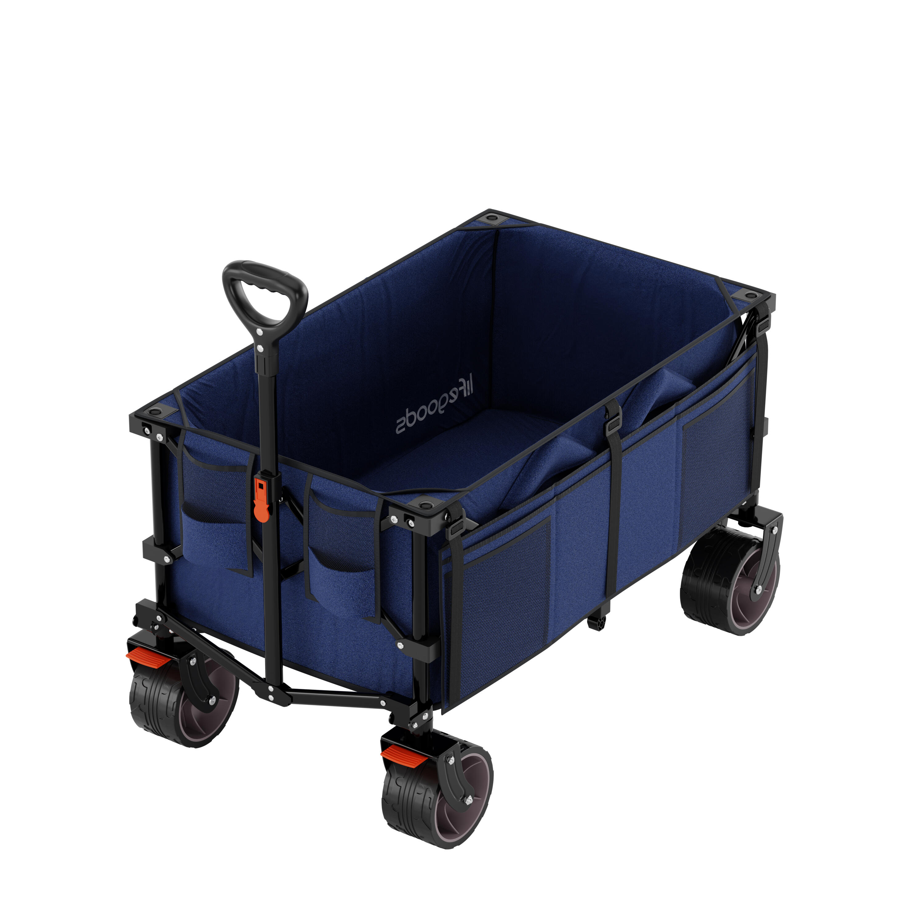 Bolderkar opvouwbaar met rem en beschermhoes - Blauw 3/6