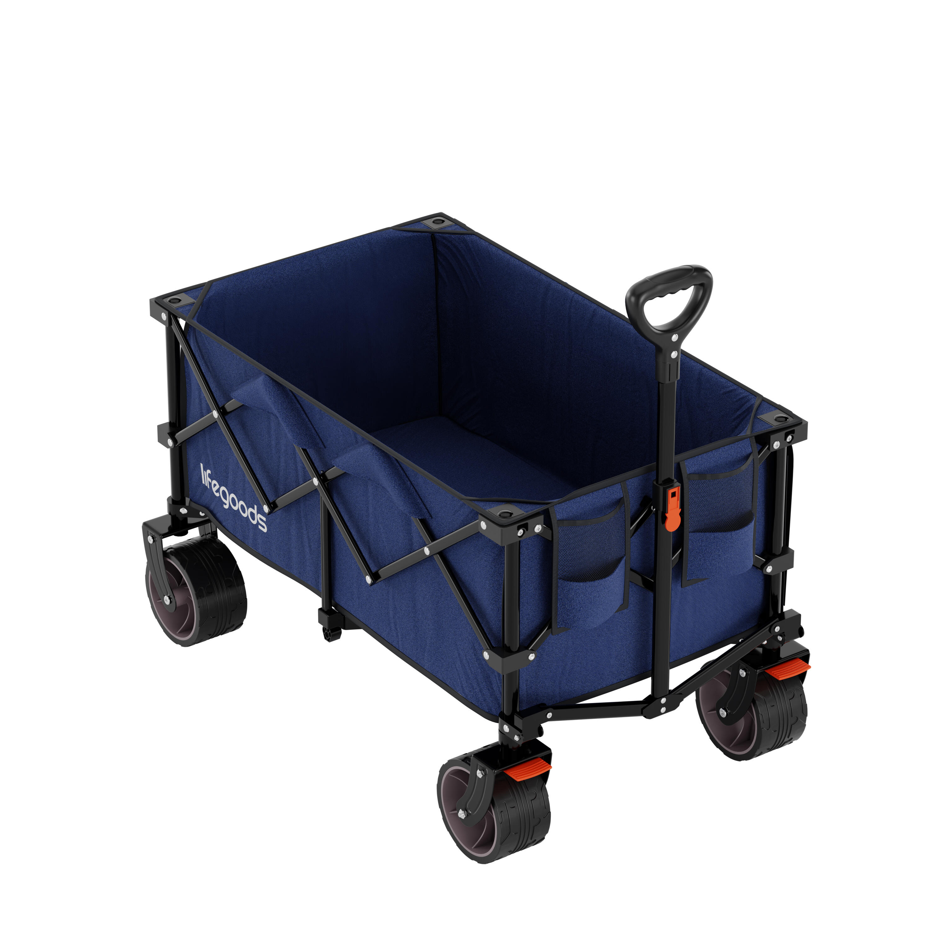 Bolderkar opvouwbaar met rem en beschermhoes - Blauw 2/6