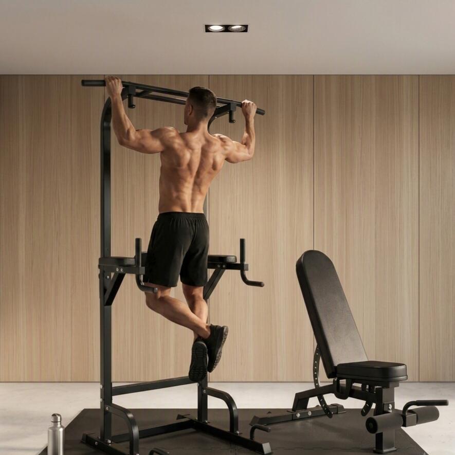 Home Gym Set: Calisthenics Power Tower Krachtstation + Verstelbare Halterbank 3/5