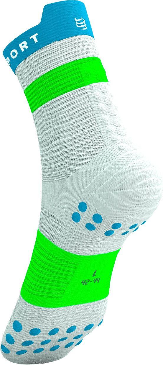 Chaussettes Compressport Pro Racing V4.0 Run High Blanc/Bleu/Vert 3/4