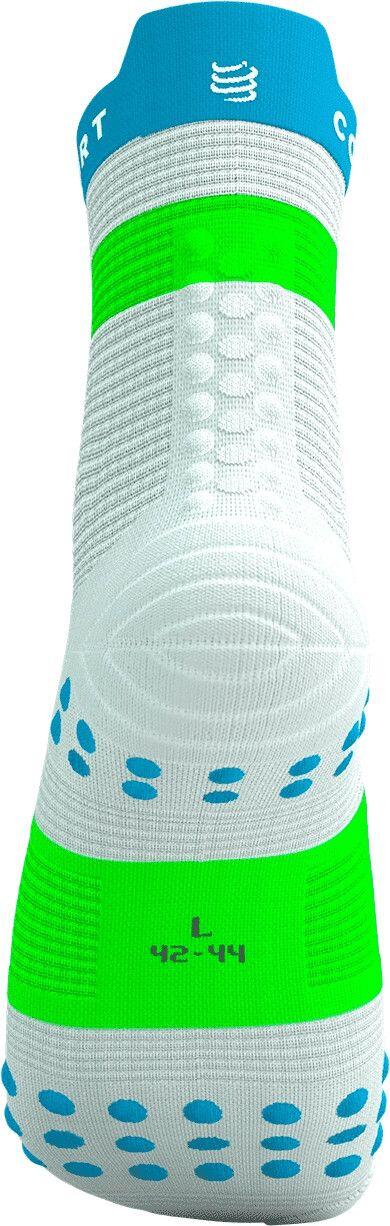 Chaussettes Compressport Pro Racing V4.0 Run High Blanc/Bleu/Vert 4/4
