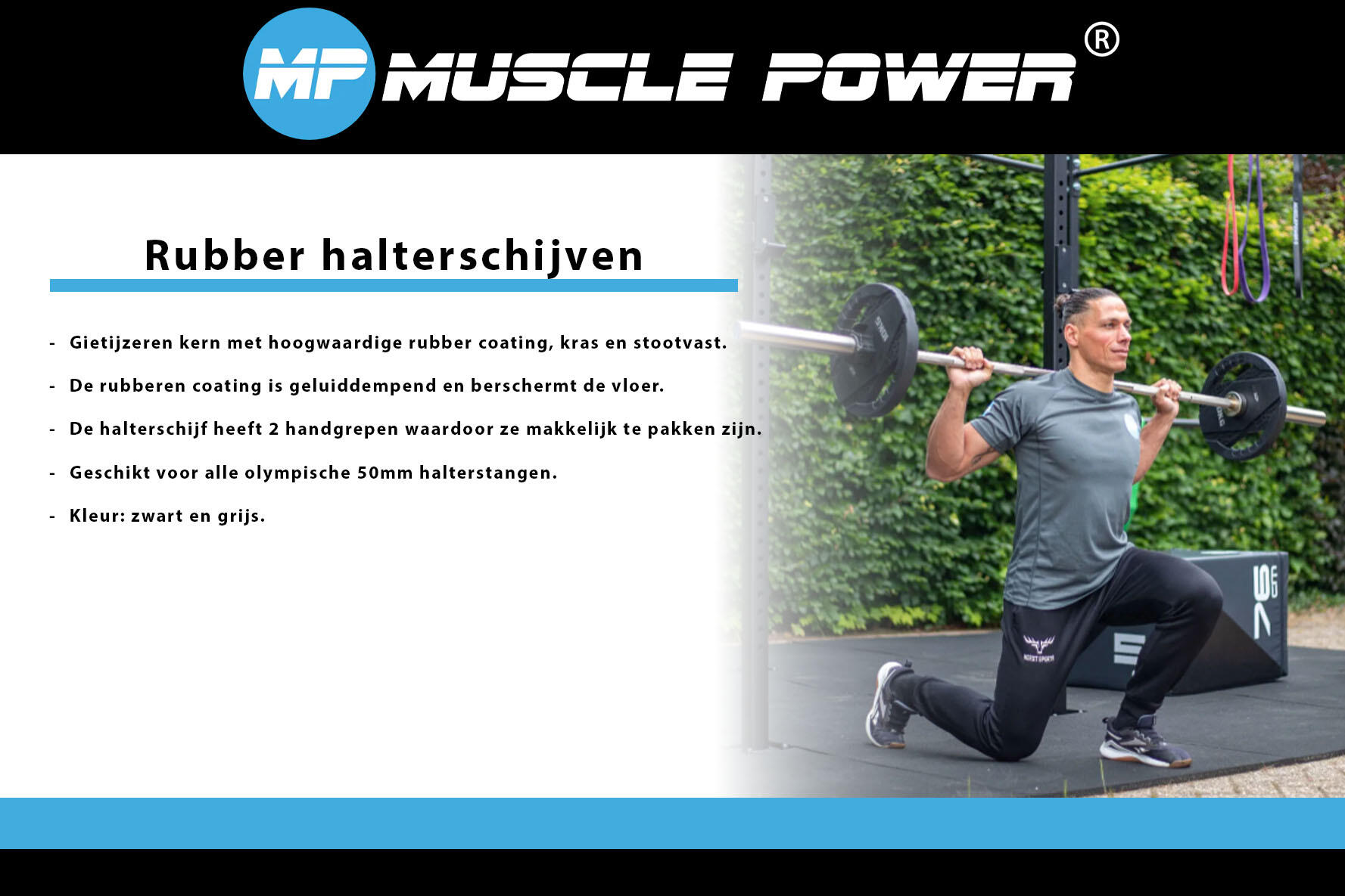 Muscle Power MP2005 Olympische rubber halterschijven 2 grips 2.5 KG 4/6