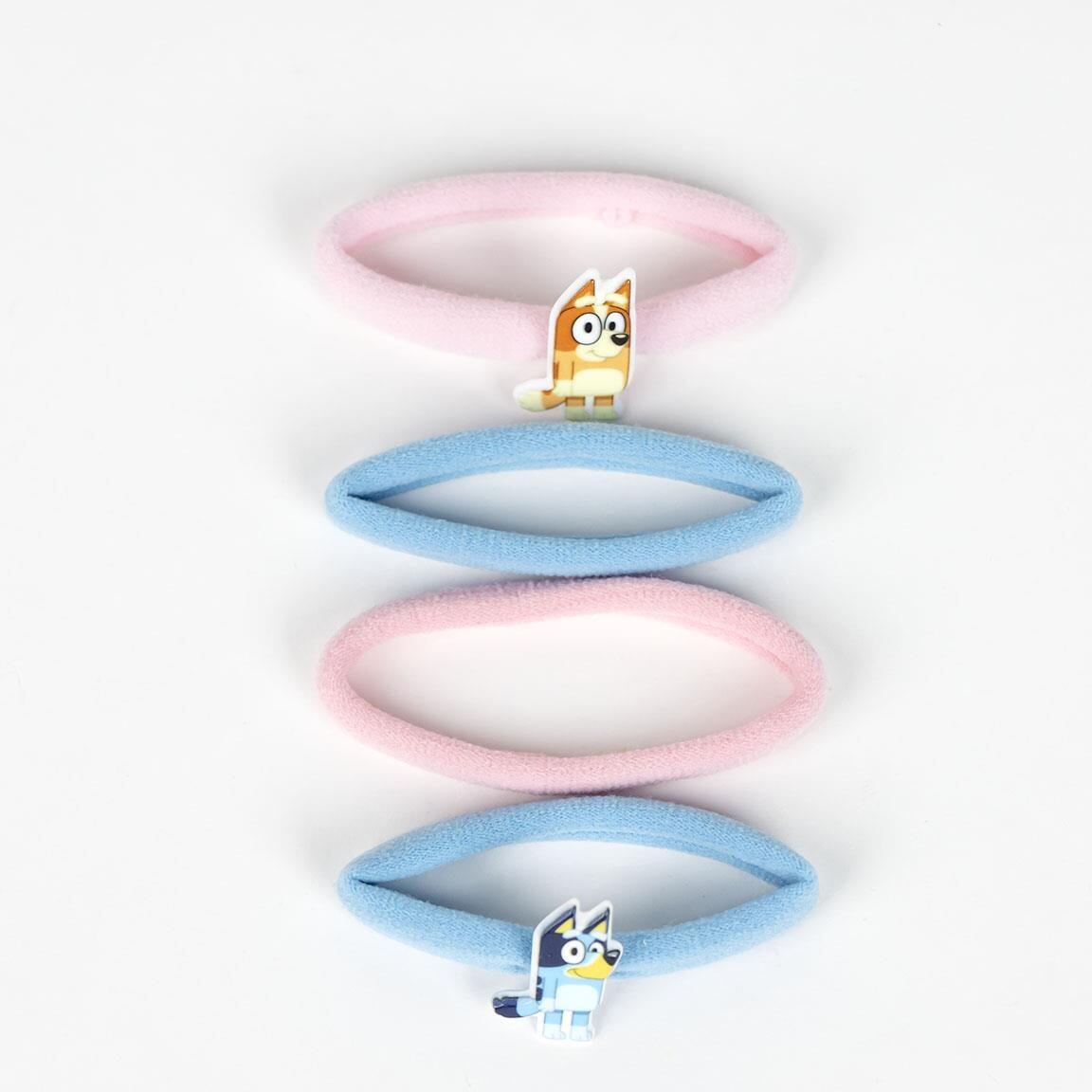 Set kinderhaarelastiekjes Bluey 4-delig blauw en roze 2/2