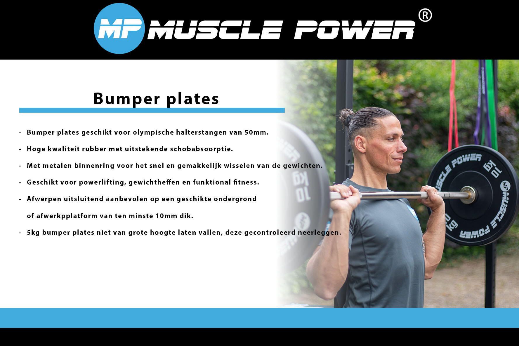 Muscle Power MP3026 Ol High black Bumper plate 15 kg 4/6