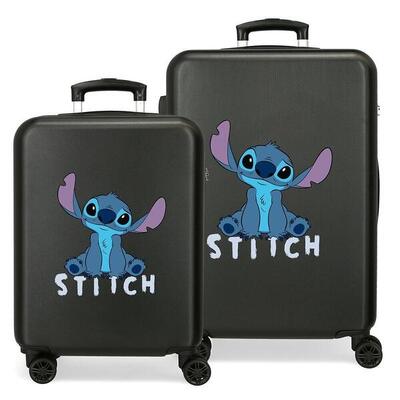 Set di valigie Stitch cute ABS con capacità di 91L nero