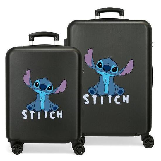 Set di valigie Stitch cute ABS con capacità di 91L nero