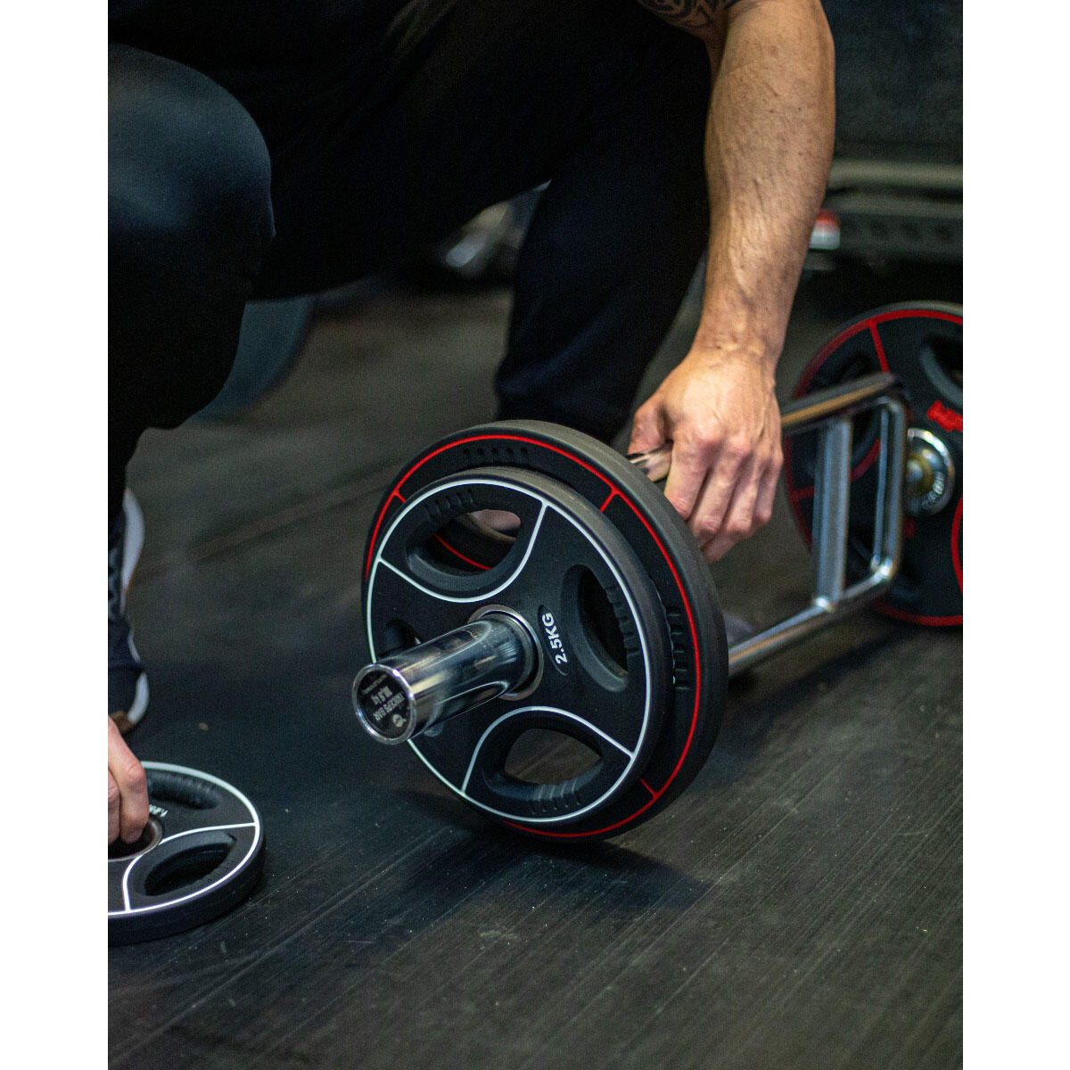 Muscle Power 10 kg Polyurethaan 4 Grip Halterschijf 50 mm 6/6