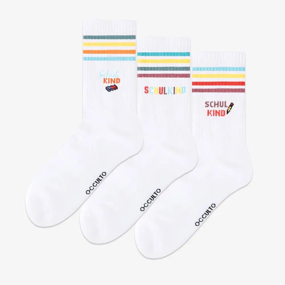 Jungen & Mädchen Schulkind Tennis Socken 3er Pack (Modell: School) 2/6