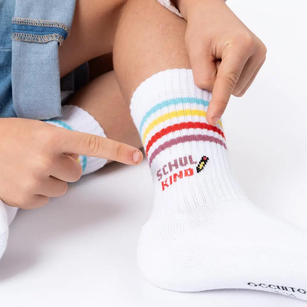 Jungen & Mädchen Schulkind Tennis Socken 3er Pack (Modell: School) 5/6