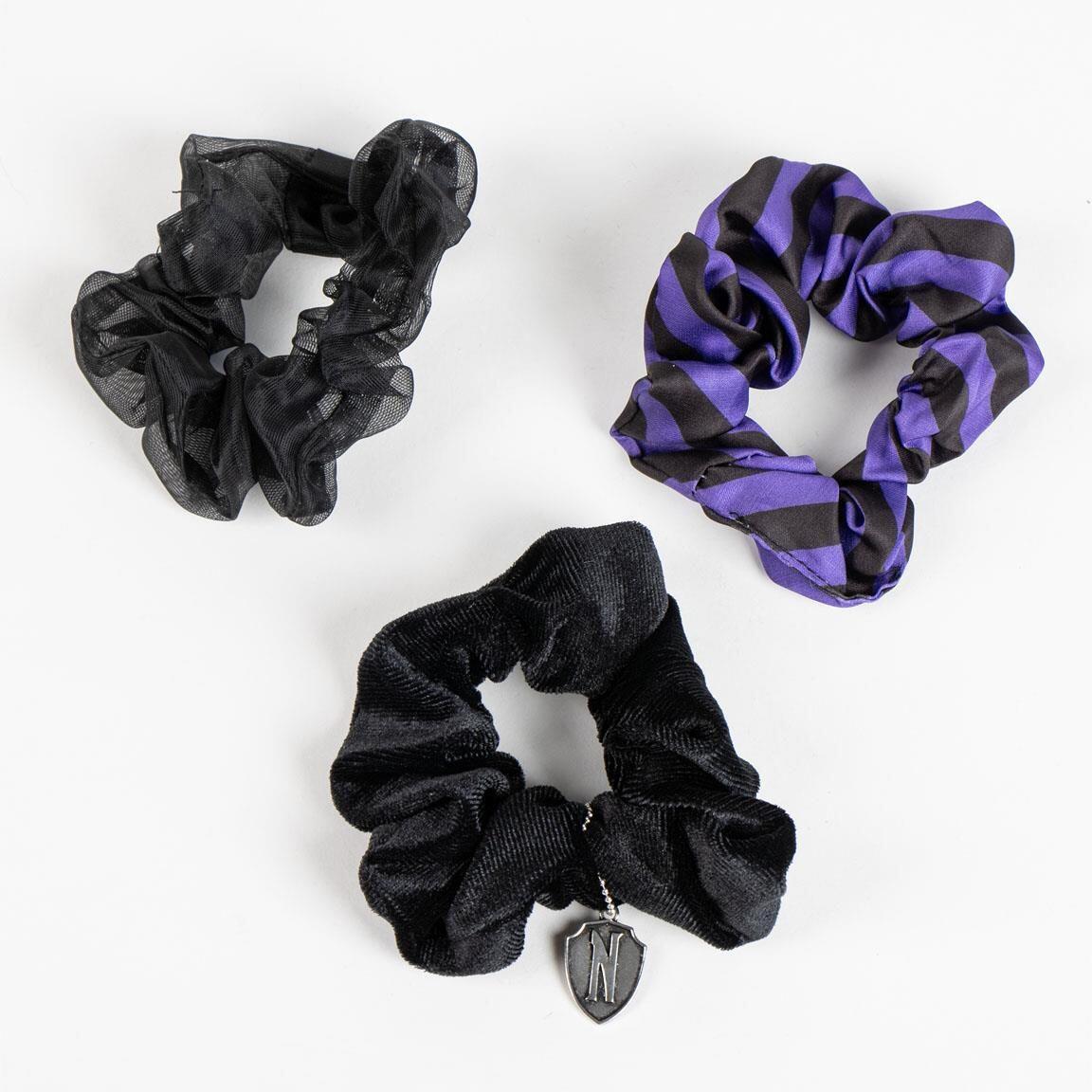 Lot de chouchous en tissu enfant Wednesday 3 pièces Noir et violet 2/6