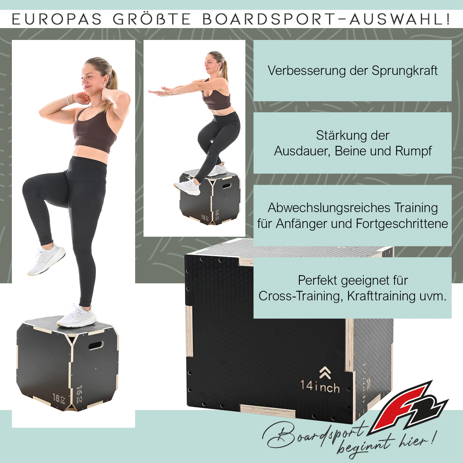 F2  Balance Board Jump Plyobox  61x51x41cm Schwarz 2/4