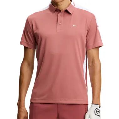 J. Lindeberg Bo Polo Shirt, Men's Golf Polo Shirt, Flamingo Rose