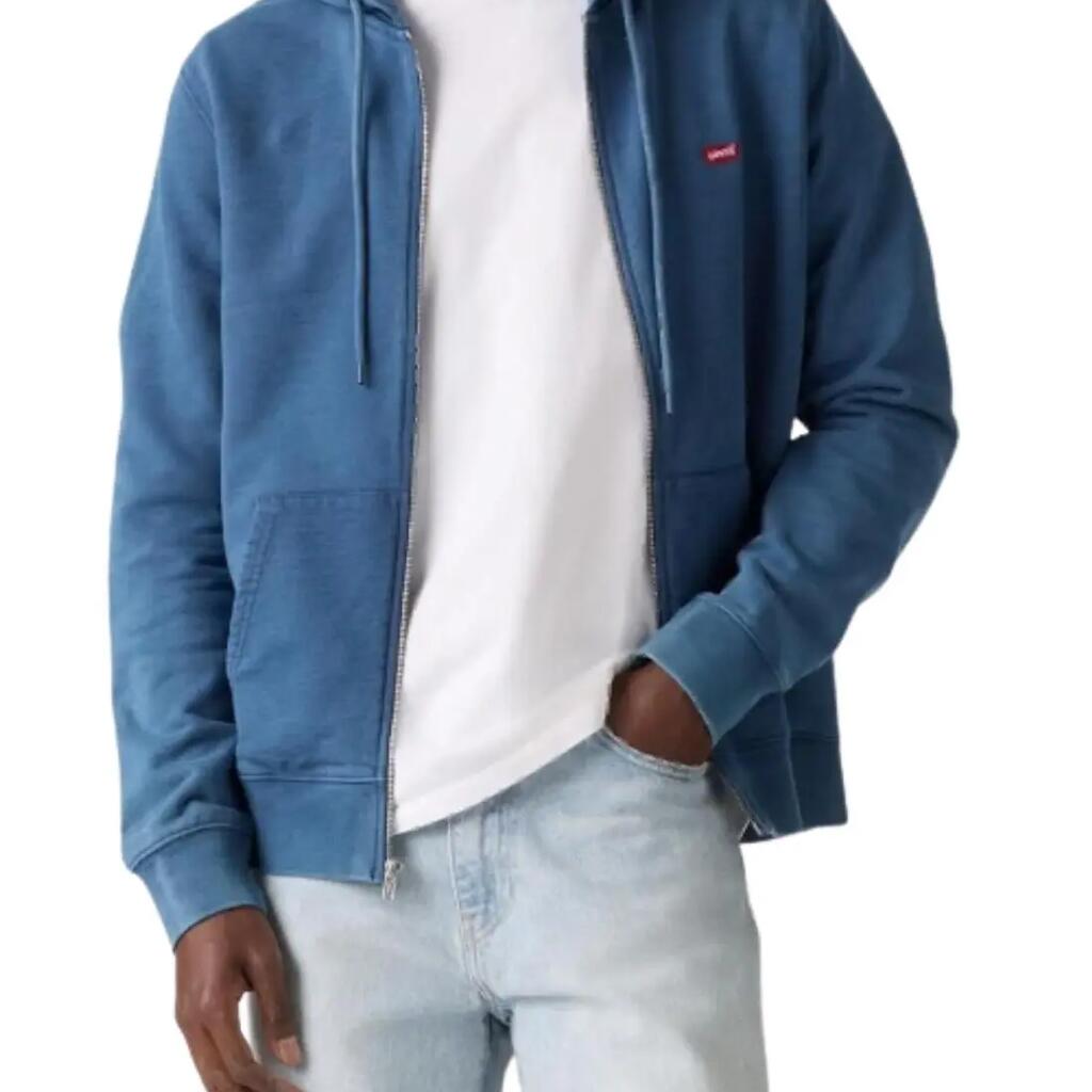 LEVI'S Men's New Original Hooded Zip Sweatshirt, Blue, XL