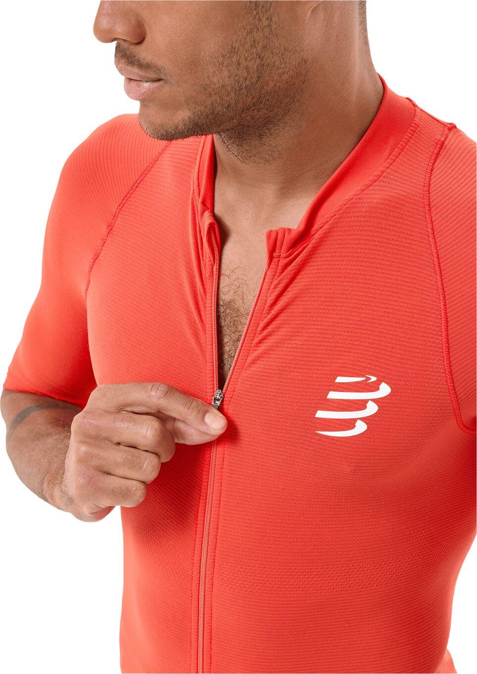 Compressport Trail Racing Postural Kurzarm-Trikot für Herren, orange 3/4