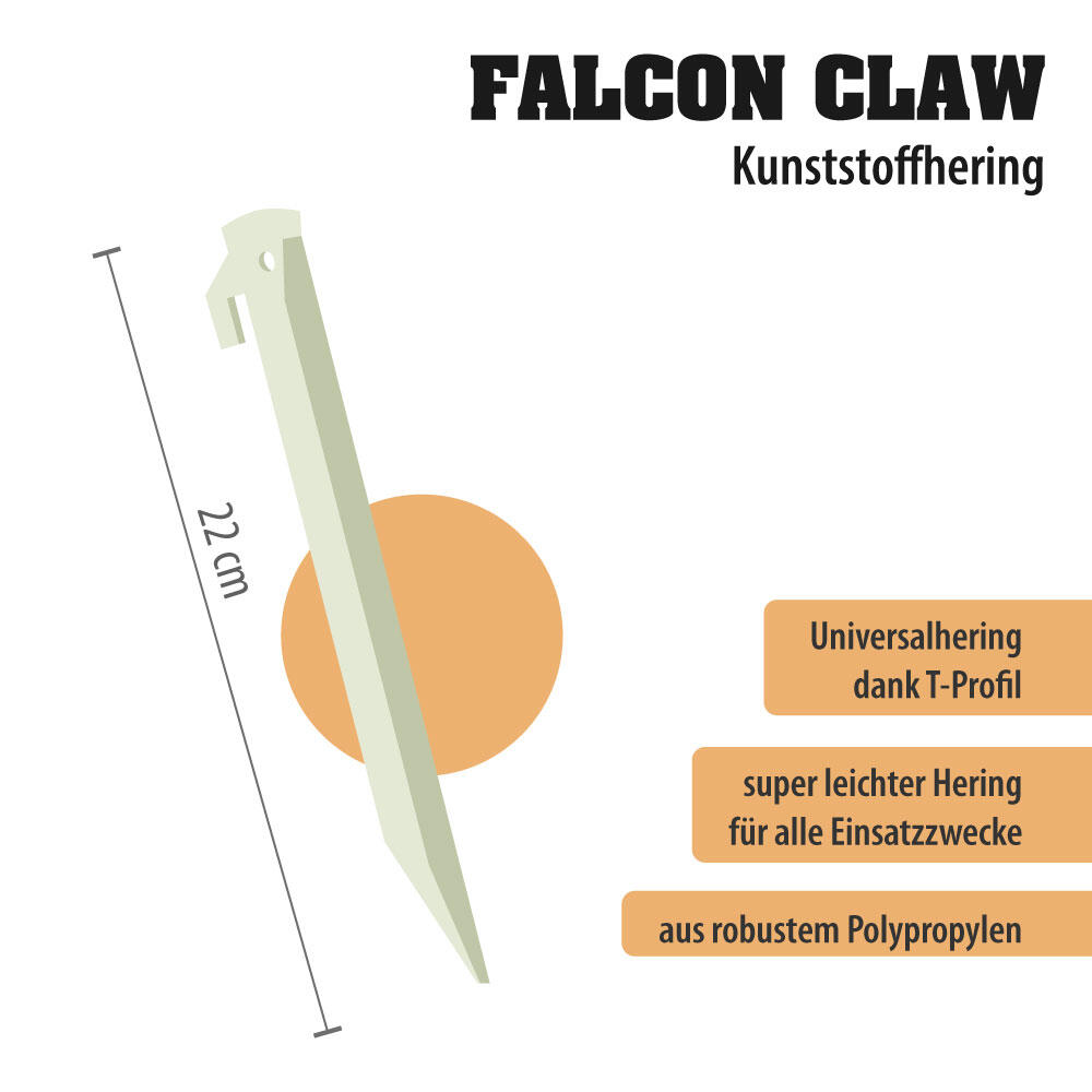 Leuchtheringe Falcon Claw - Zeltheringe, nachts leuchtend, Kunststoff,
8er Pack 2/7