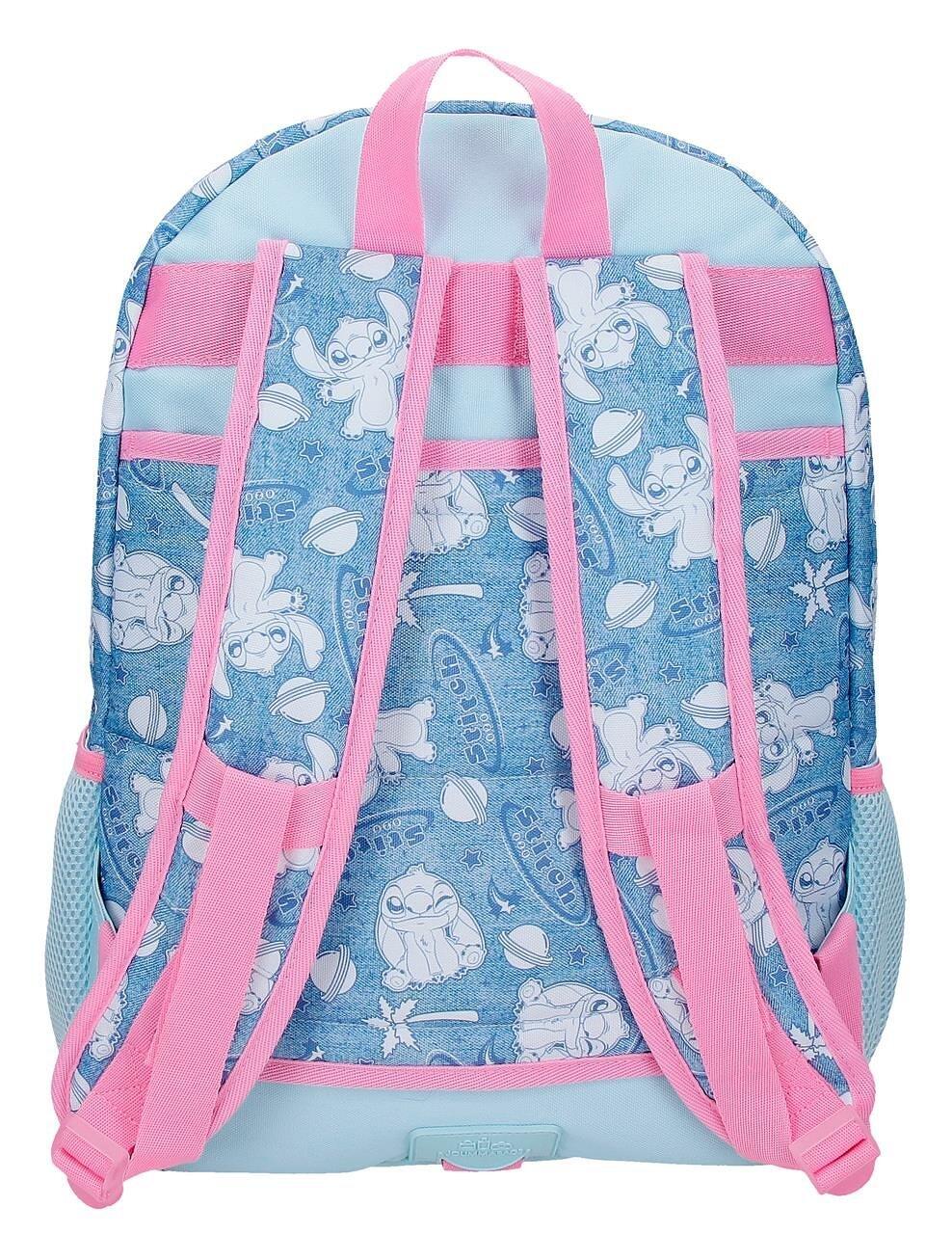 Mochila escolar adaptable a carro Stitch Hearts 32x44x17 cm denim 2/5
