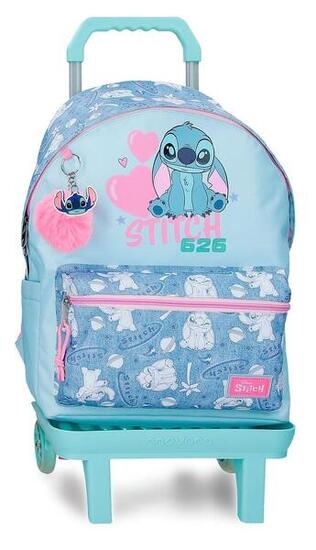 Mochila escolar con carro Stitch Hearts 32x44x15 cm denim