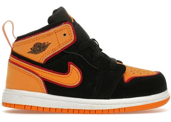 Jordan 1 Mid SE Black Vivid Orange (TD) - Sneaker Mid-Top Enfant