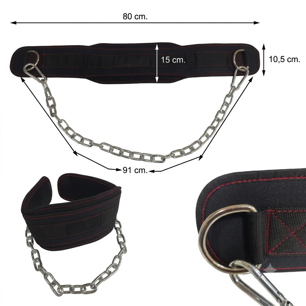 Cinturón de Lastre con Cadenas Gimnasio Negro 2/3
