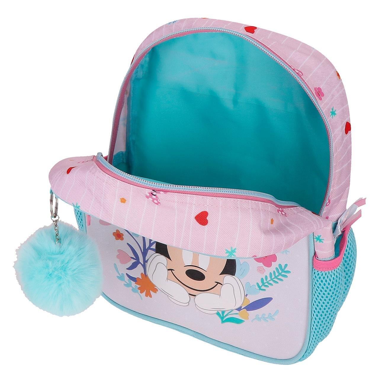 Mochila escolar com carrinho Minnie happy to be me 23x28x10 cm rosa 3/5