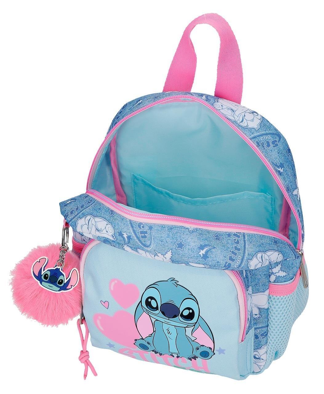 Mochila escolar Stitch Hearts 19x24x10 cm denim 3/5