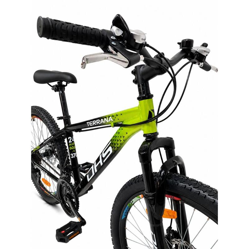 Bicicleta Copii Dhs Terrana 2423B, model 2026 - 24 Inch, Negru-Verde