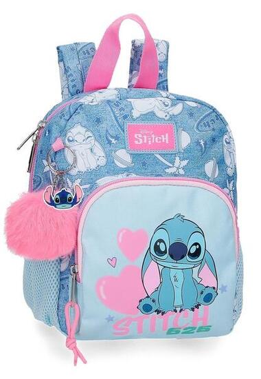 Mochila escolar Stitch Hearts 19x24x10 cm denim