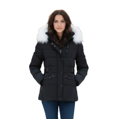Dames winterjas geonorway expedition chester lang zwart met capuchon