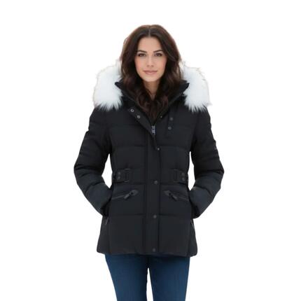 Damen Winterjacke GeoNorway Expedition Chester lang schwarz mit Kapuze