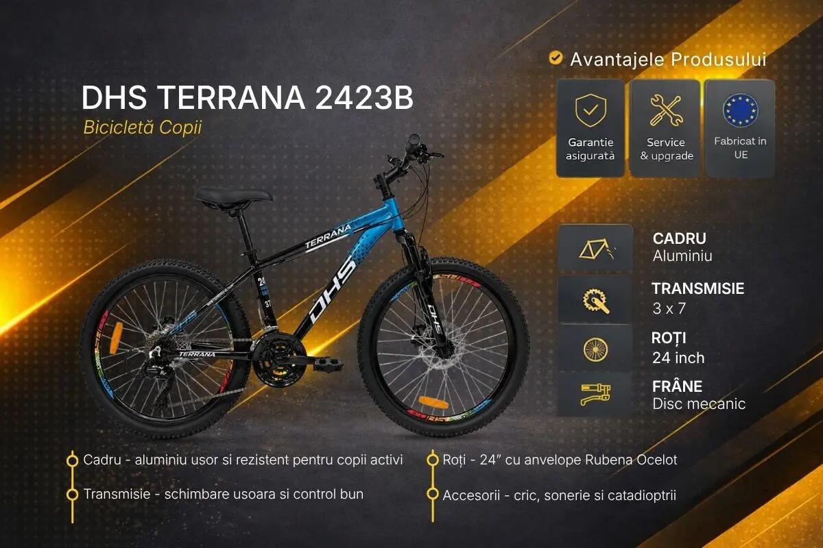 Dhs Terrana 2423B gyermekkerékpár, 2026-os modell – 24 hüvelyk, fekete-kék 5/7