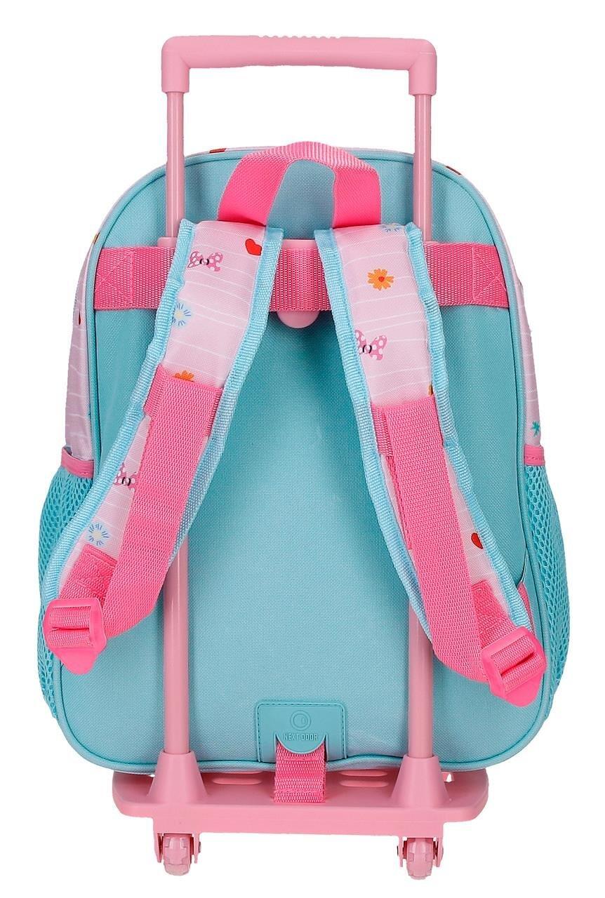 Mochila escolar com carrinho Minnie happy to be me 27x33x11 cm rosa 2/5