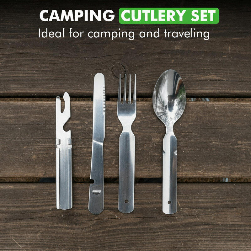 Set de tacâmuri de călătorie – Tacâmuri de camping la pachet, argintii