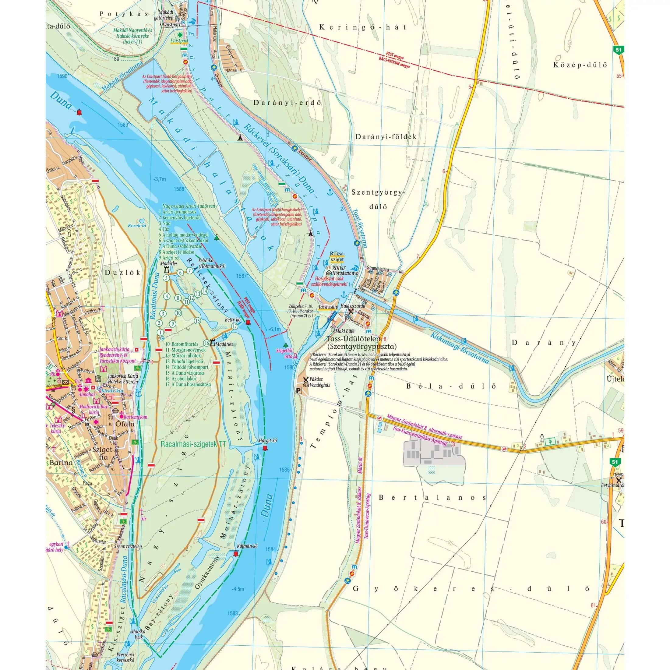 Csepel-sziget, Duna (Bp.-Dunaújváros) biciklis, vízisport-, turista- és horgászt 2/3