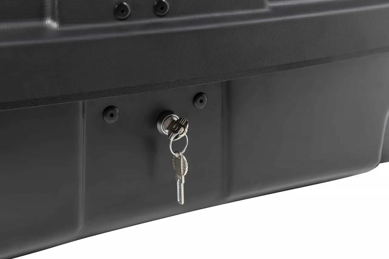 Cutie portbagaj Menabo Nekkar Dark, pe carlig, compatibila cu suport biciclete 4/6