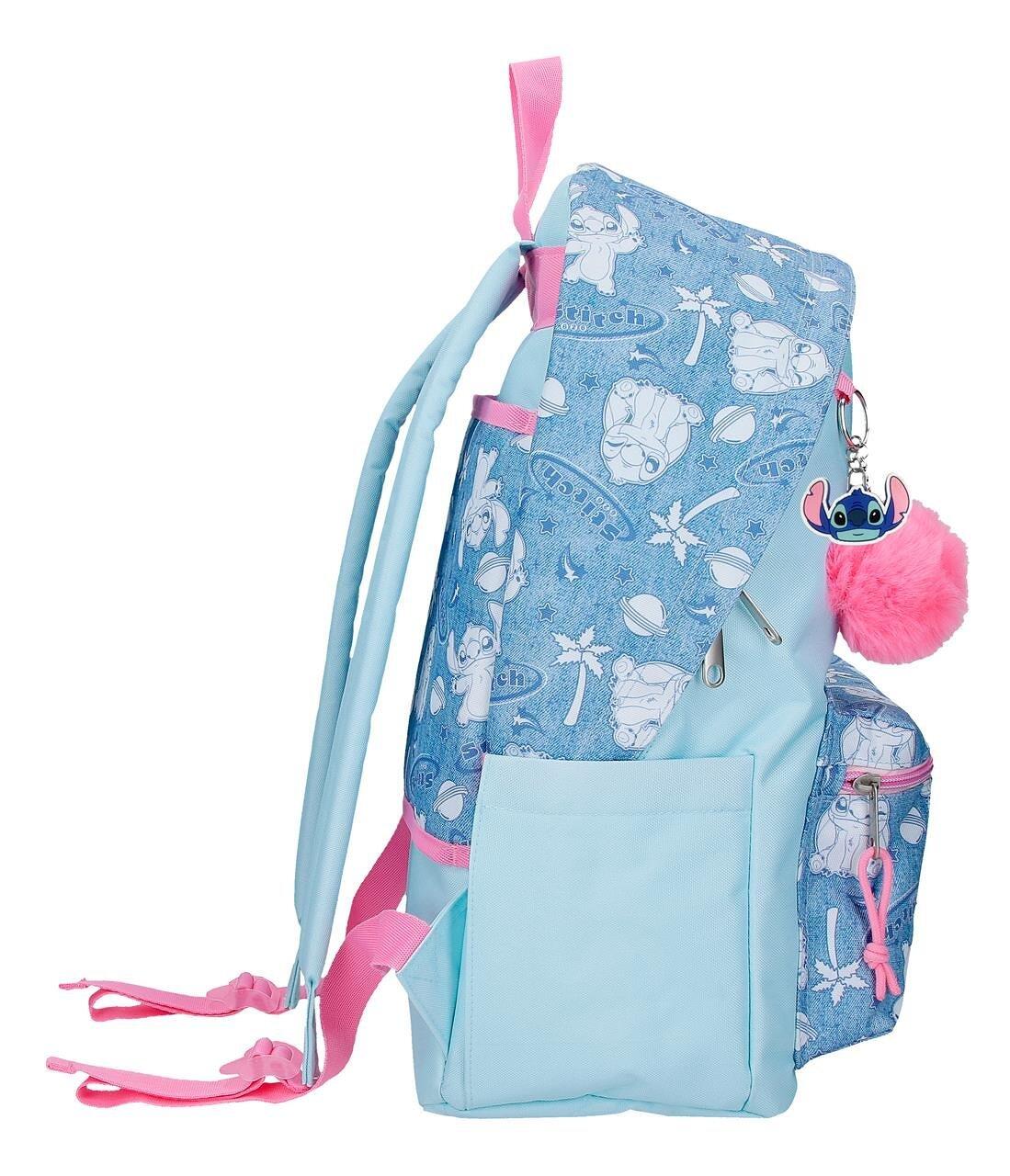 Sac à dos scolaire adaptable au chariot Stitch Hearts 32x44x15 cm denim 4/5