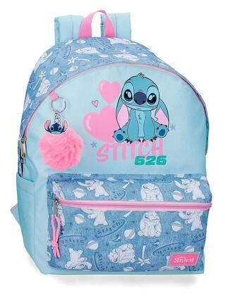 Mochila escolar adaptable a carro Stitch Hearts 32x44x15 cm denim