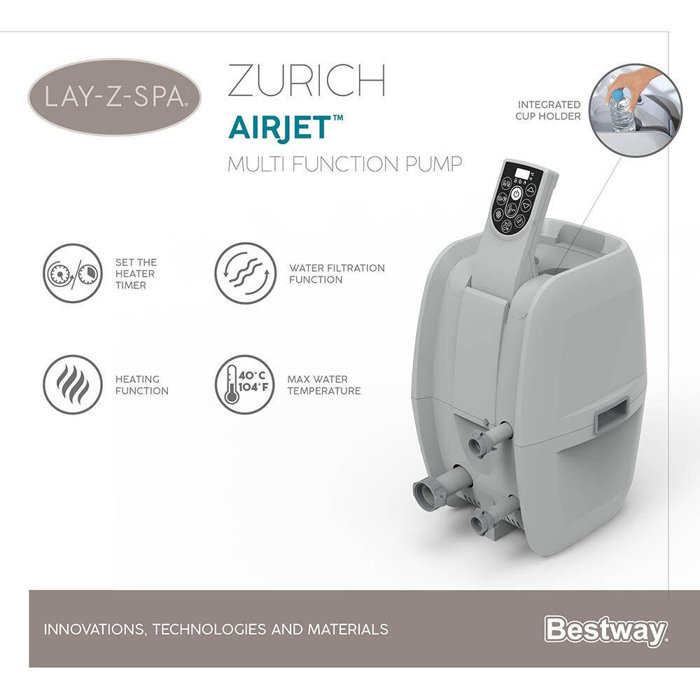 Vasca Idromassaggio Nuoto Lay-Z Spa Zurich AirJet, Grigio 8/10
