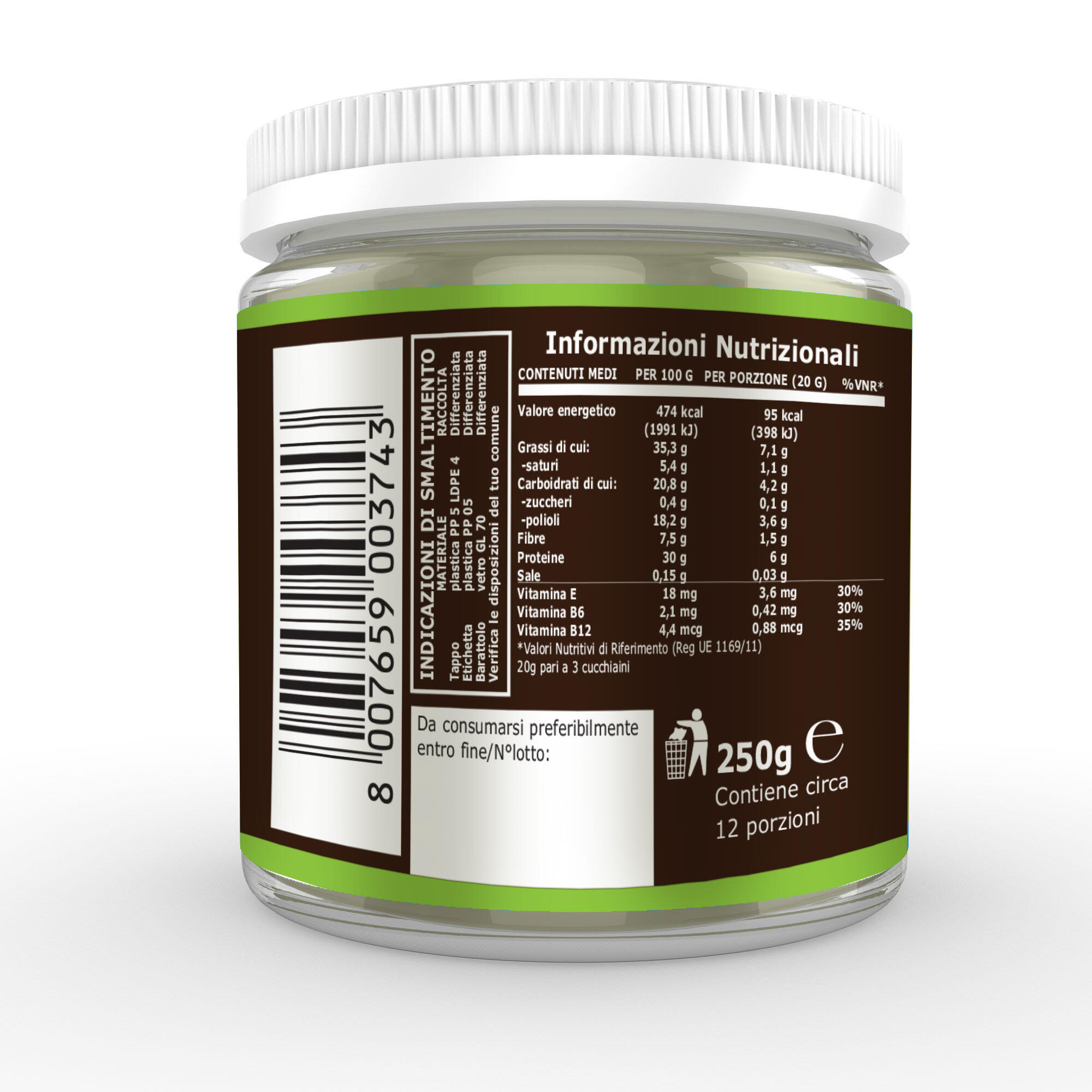 Alimento - PROTEIN CREAM VEG CIOCCOLATO FONDENTE  - 250g 2/7