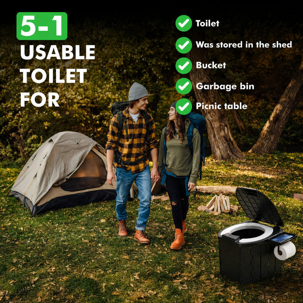 Toilettes de camping pliables avec sacs 4/6