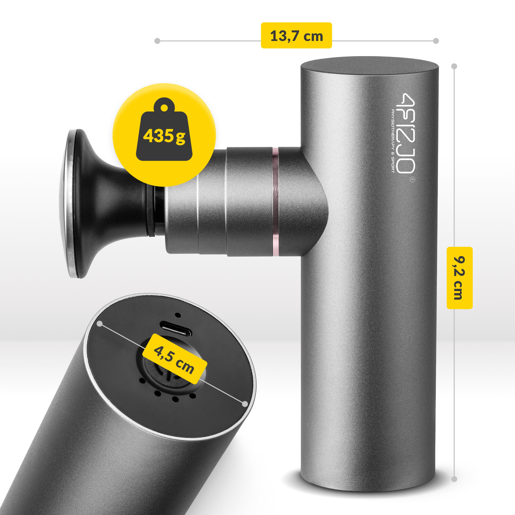Masażer ręczny powięziowy HEAT & GO MINI podgrzewana końcówka 50W etui 4FIZJO 7/15