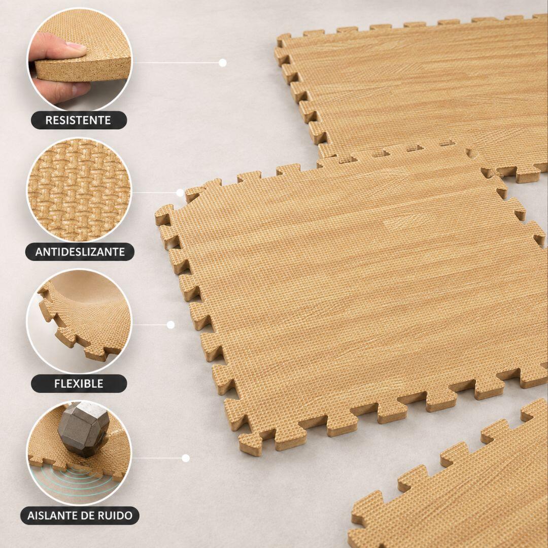 Pack Esterilla Protectora 4 uds. de Suelo 60 x 60 x1 cm, Madera 5/9