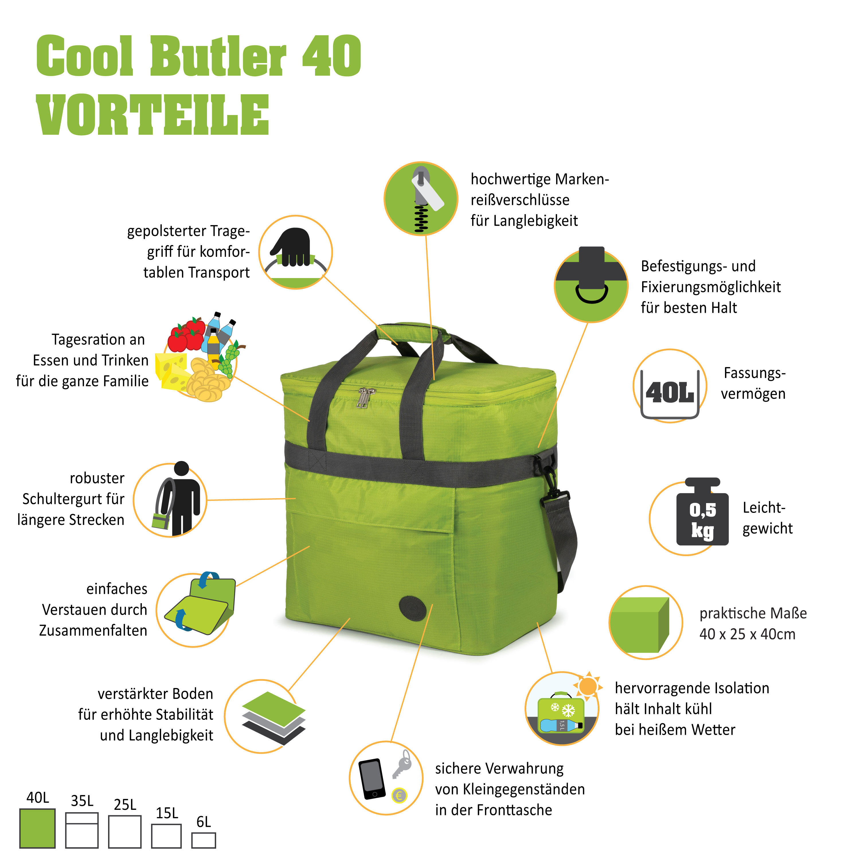 Kühltasche Cool Butler 40 - Große Isoliertasche, faltbar, geräumig,
40L 2/7