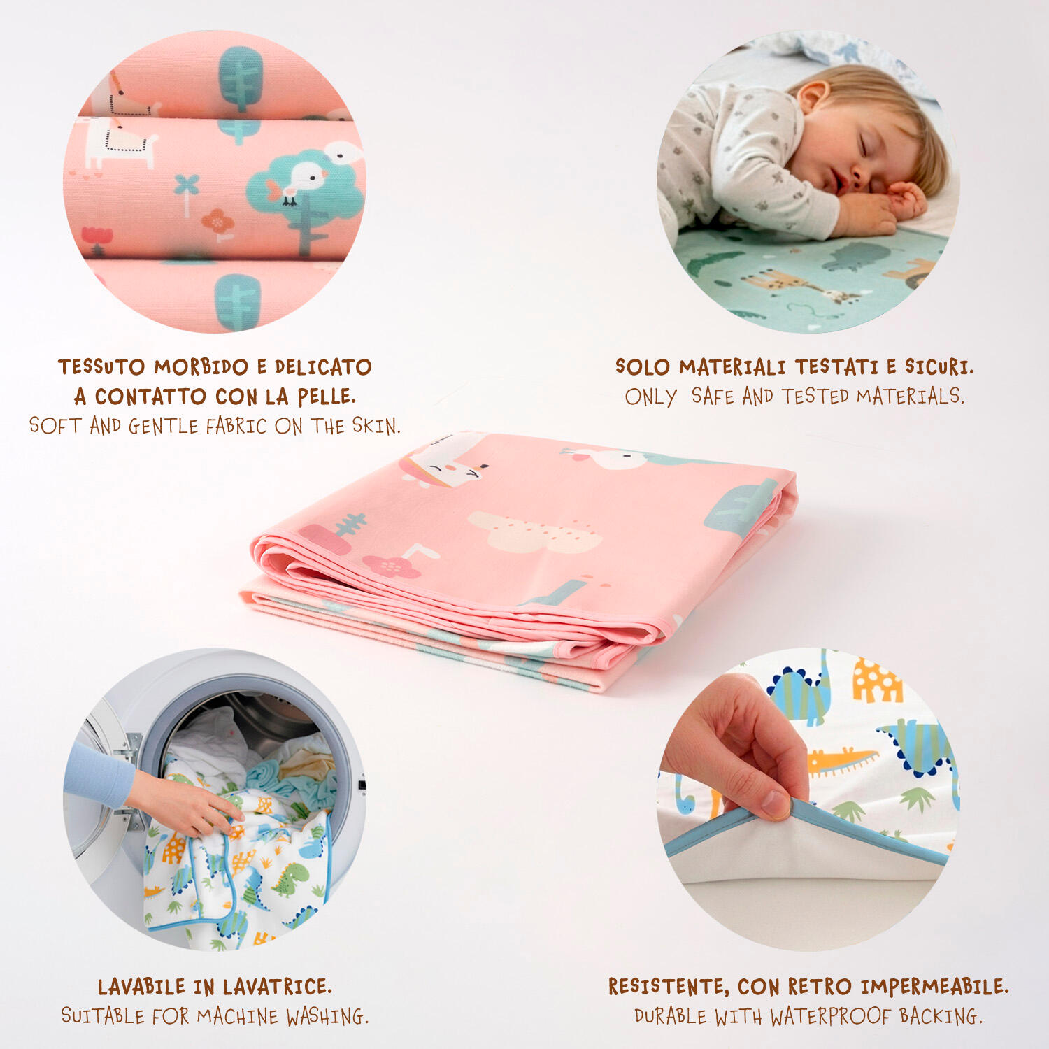 Traversina Impermeabile Bambini 50x70 cm Letto e Viaggio 7/7