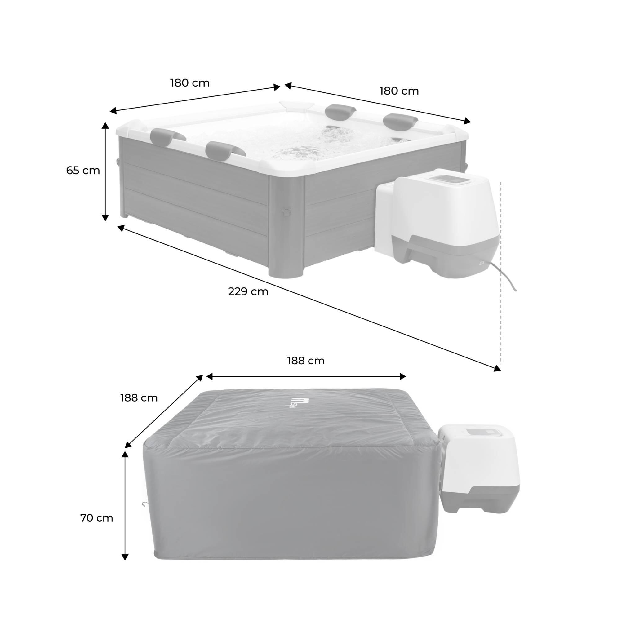 Spa rigide 180cm carré gris + housse thermique | sweeek 4/5